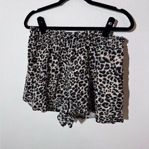 Anthropologie Black and Cream Leopard Print High Waist Shorts